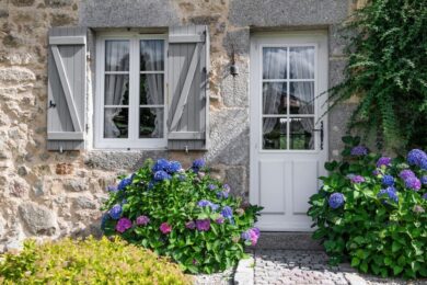 Porte d'entrée vitrée et fenêtre en PVC